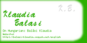 klaudia balasi business card